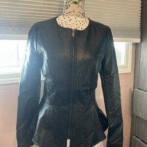 Chic black faux leather jacket - small/medium